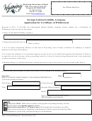 Form Foreign Limited Liability Company Application For Certificate Of Withdrawal - Wyoming Secretary Of State - 2015