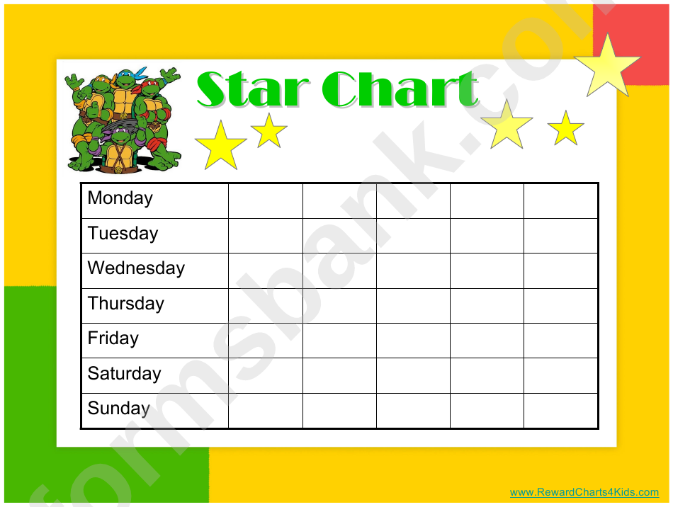 Star Reward Chart - Teenage Mutant Ninja Turtles printable pdf download