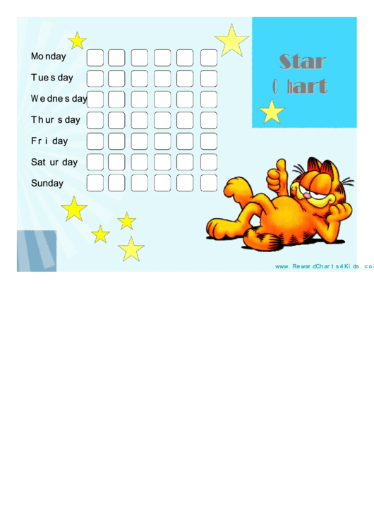 Star Reward Chart - Garfield Printable pdf