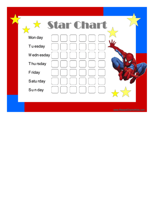 Star Reward Chart - Spiderman Printable pdf