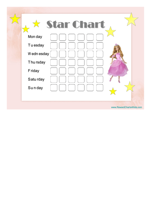 Star Reward Chart - Barbie Doll Printable pdf