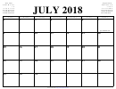 2018 July Calendar Template