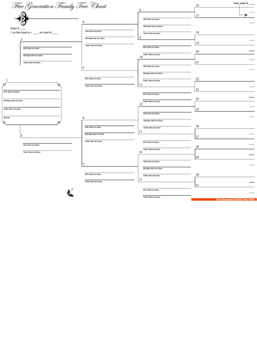 Five Generation Family Tree Chart Template Printable pdf