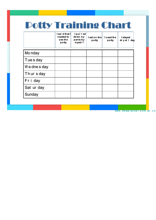 Potty Training Sticker Chart Printable pdf