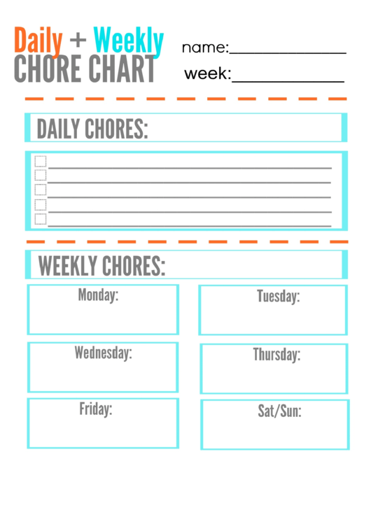 Daily And Weekly Chore Chart Printable pdf