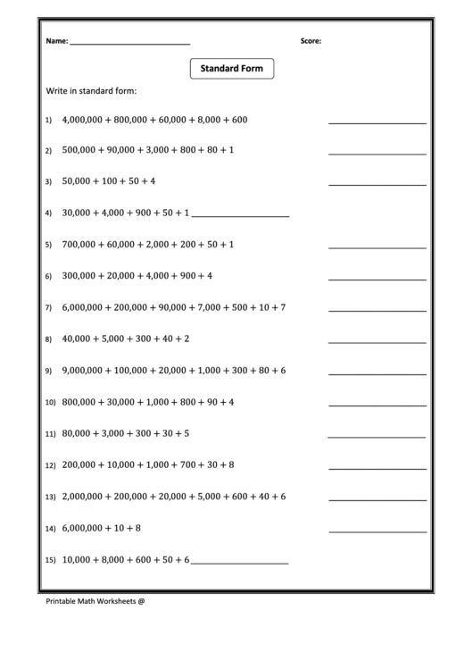 Standard Form Printable pdf
