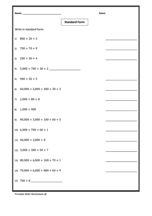 Standard Form Printable pdf