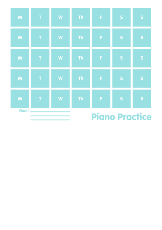 Piano Practice Chart Printable pdf