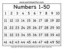 1-50 Number Chart Template