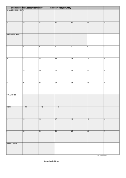 Calendar Template - 2015 Printable pdf