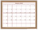 Monthly Calendar Template Brown Border - 2016