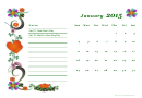 Monthly Calendar Template Flowers - 2015