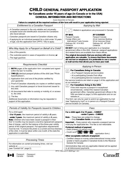 Child General Passport Application Printable Pdf Download