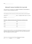 Tenant 30-day Notice To Vacate