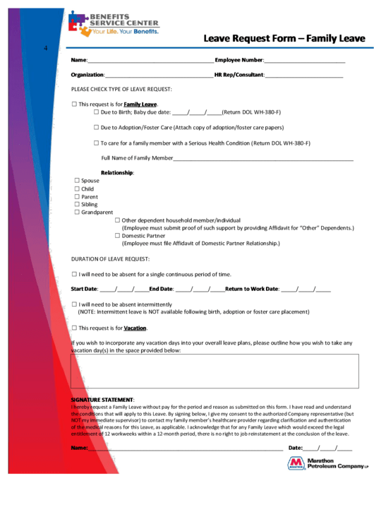 Leave Request Form - Family Leave