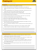 Moving Packing List Template Printable pdf