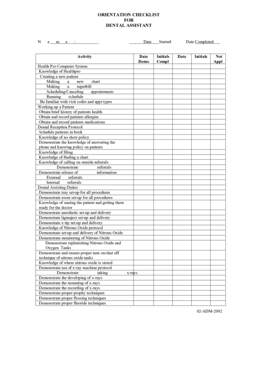 orientation-checklist-for-dental-assistant-printable-pdf-download