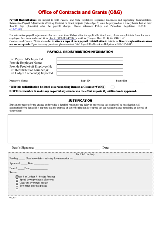 Payroll Redistribution Information Printable pdf