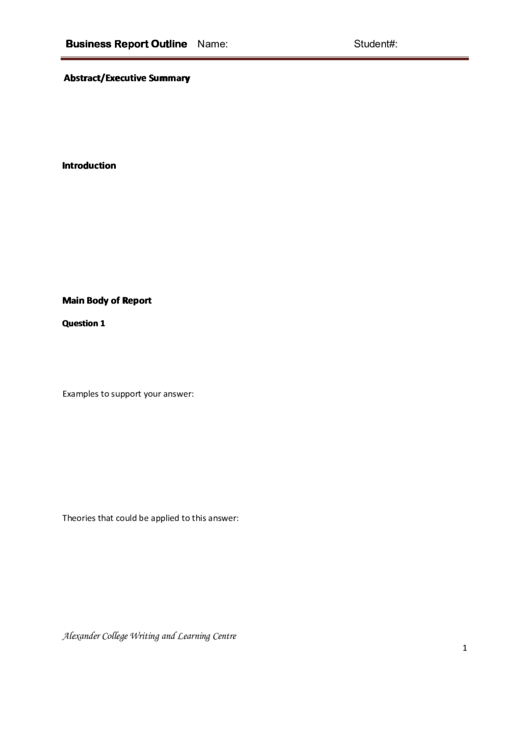 Business Report Outline