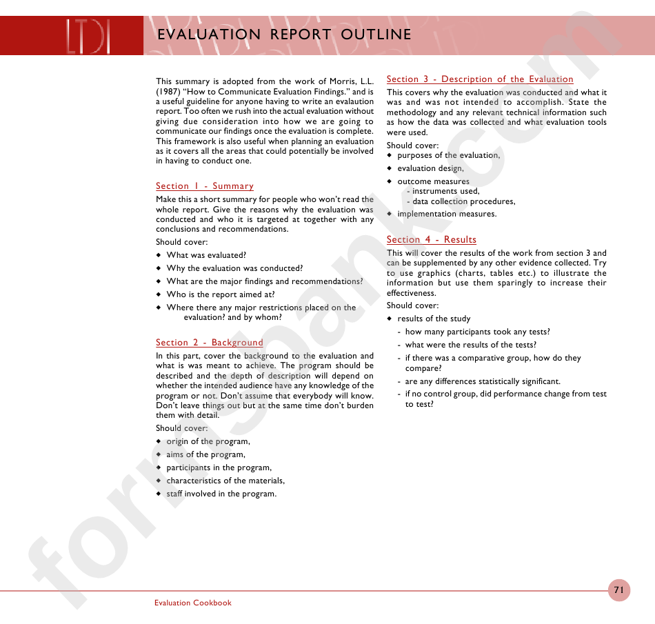 Evaluation Report Outline