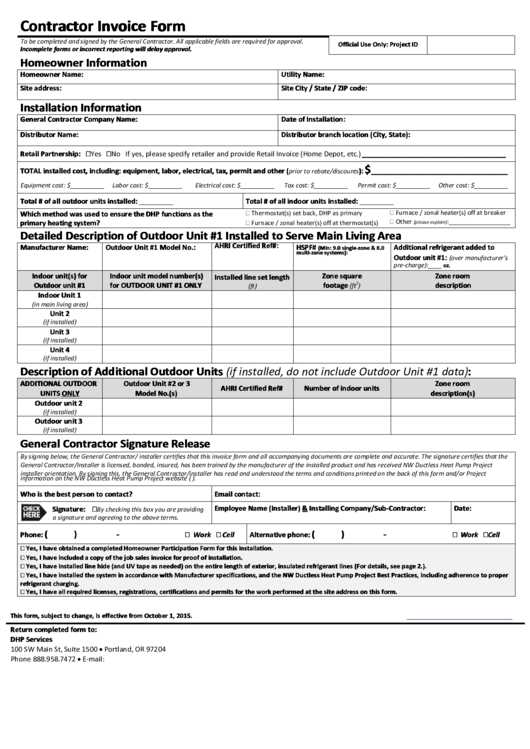 Contractor Invoice Form