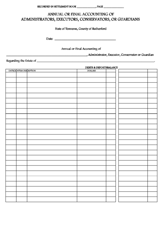 Annual Or Final Accounting Of Annual Or Final Accounting Of Administrators, Executors, Conservators, Or Guardians Printable pdf