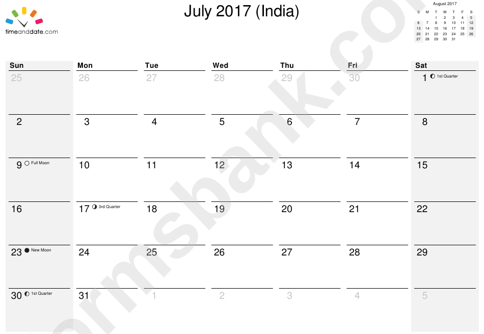 Indian 2016 Monthly Calendar Template