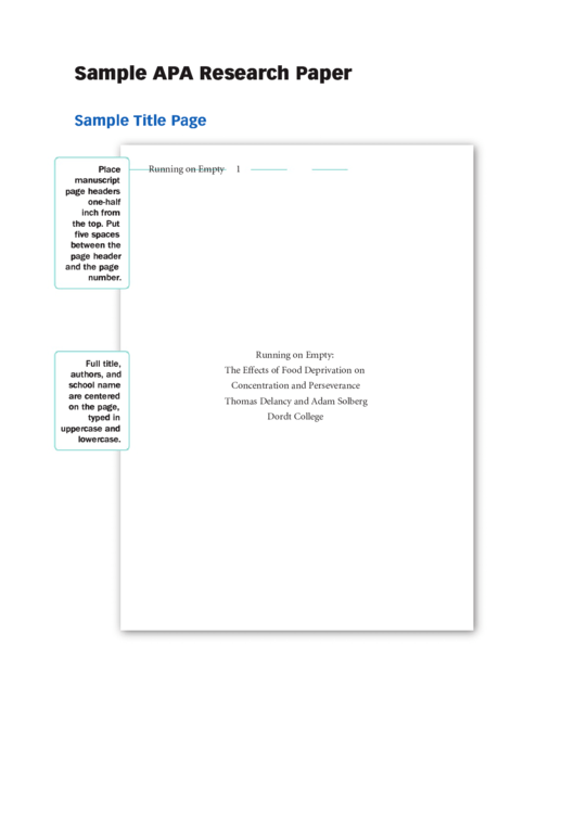 Sample Apa Research Paper