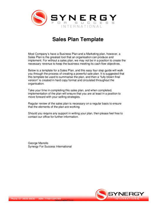 Sales Plan Template Printable pdf