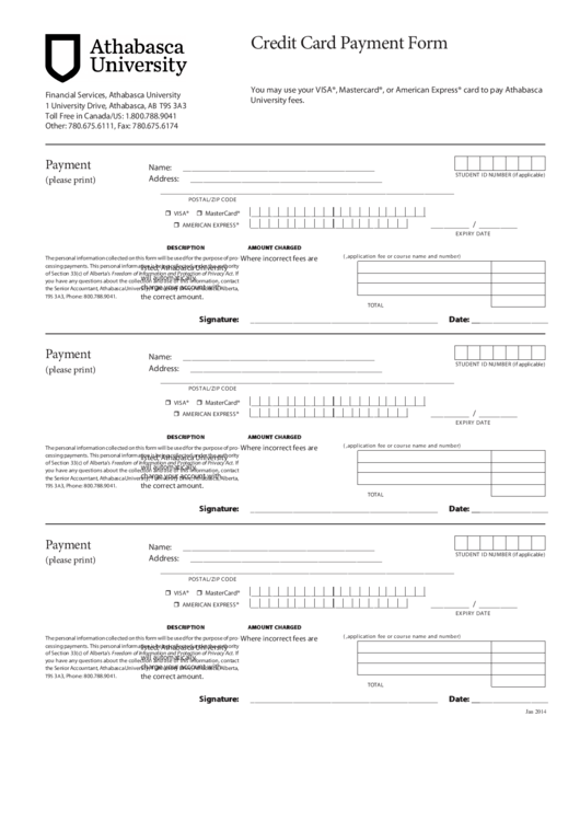 Credit Card Payment Form printable pdf download