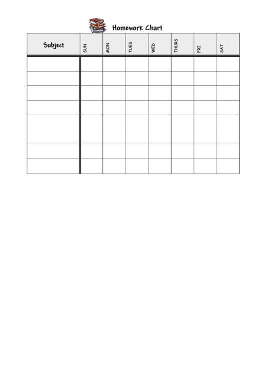 Weekly Homework Chart Template Printable pdf