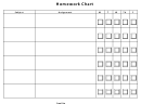 Homework Chart Template - Six Subjects