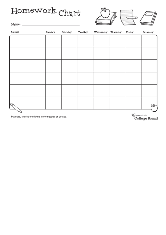 Weekly Homework Chart Template printable pdf download