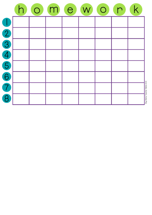 Homework & Chore Chart Template