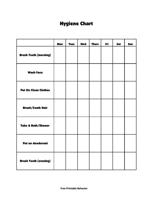 Hygiene Chart Printable pdf