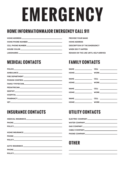 Emergency Medical Information Form
