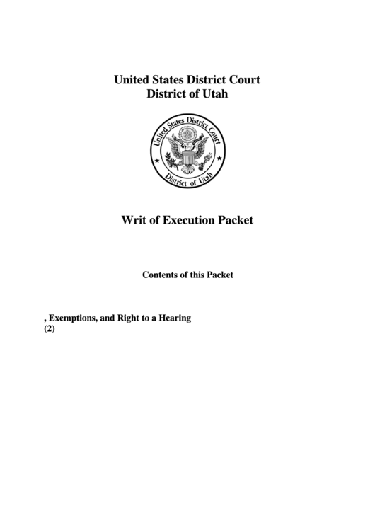 Application For Writ Of Execution Printable pdf
