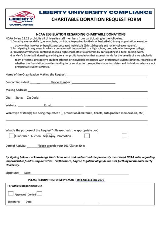 Charitable Donation Request Form printable pdf download