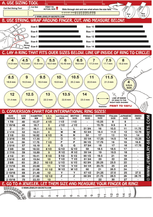 Ring Sizer Chart printable pdf download