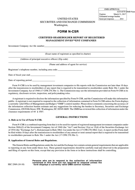 Form N-Csr - Certified Shareholder Report Of Registered Management Investment Companies Printable pdf