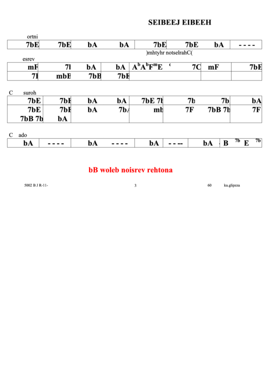 Heebie Jeebies Jazz Chord Chart Printable pdf