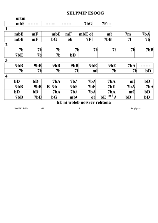 Goose Pimples Db Jazz Chord Chart Printable pdf