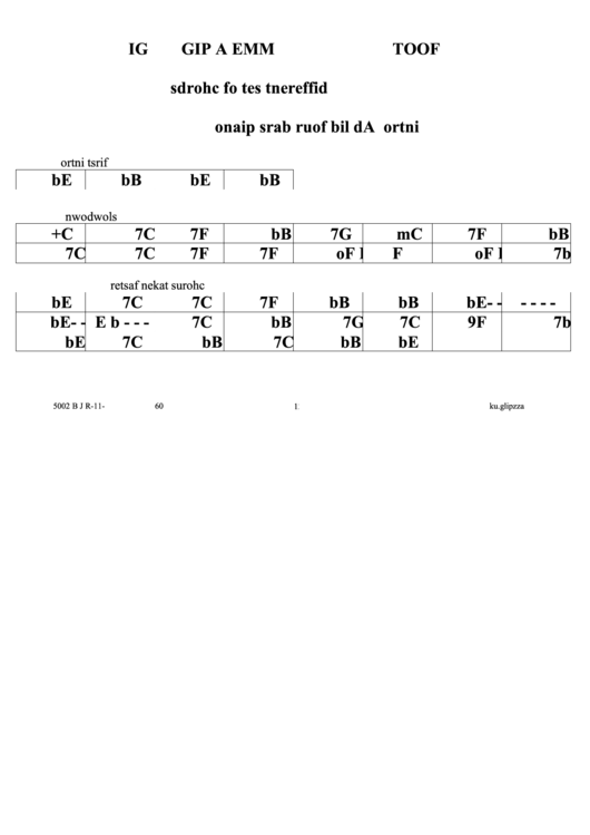 Gimme A Pig Foot Jazz Chord Chart Printable pdf