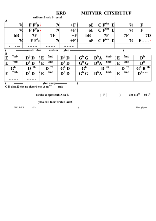 Futuristic Rhythm Jazz Chord Chart Printable pdf