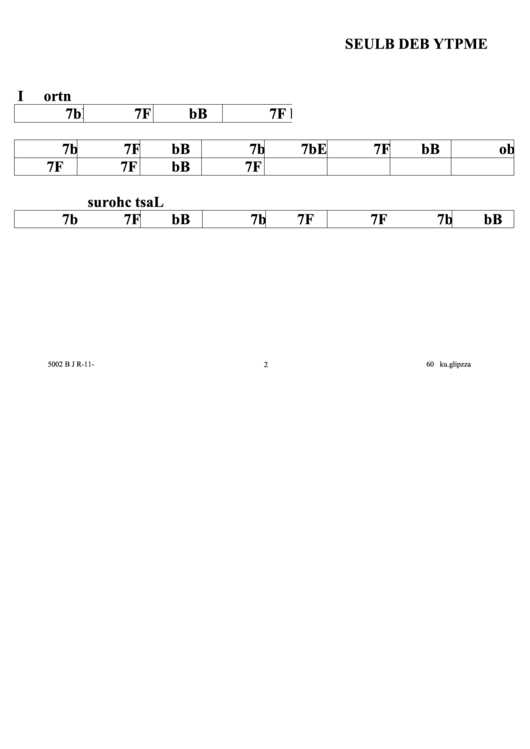 Empty Bed Blues Jazz Chord Chart Printable pdf