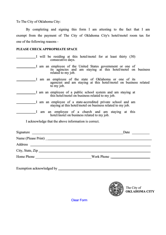 Oklahoma Tax Exempt Form Printable pdf