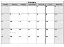 2015 Monthly Calendar Template - B&w, Landscape, With Holidays