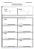 Simplifying Expressions In Scientific Notation Worksheet With Answer Key Printable pdf