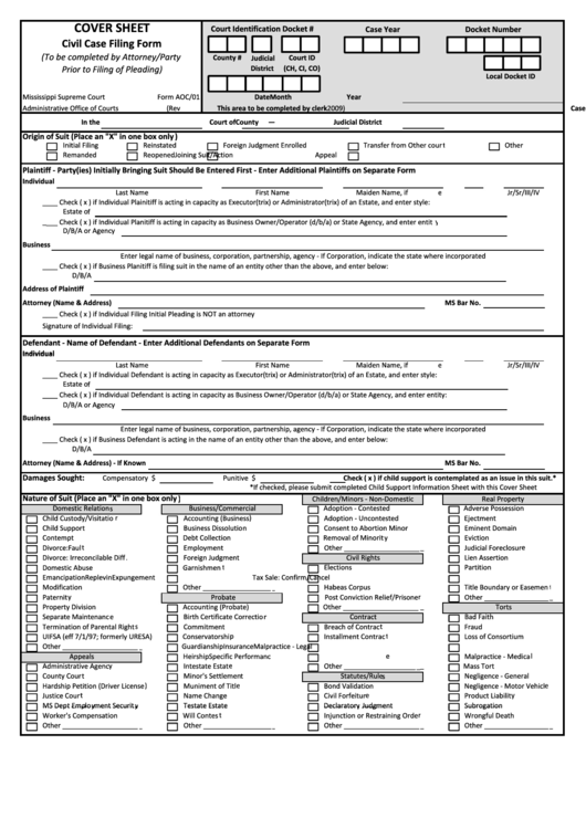 Fillable Civil Case Filing Form Printable pdf