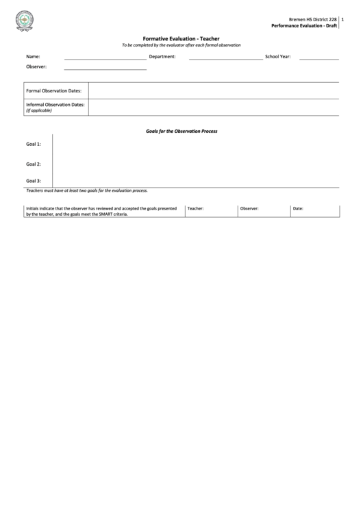 Teacher Formative Evaluation Printable pdf